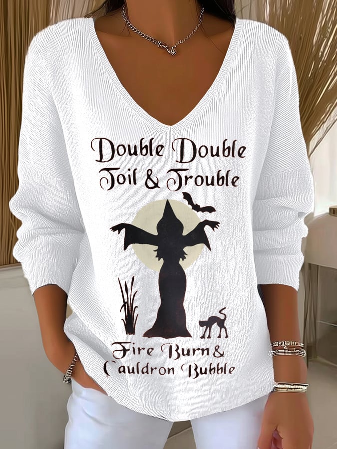 Women's Double Toil and Trouble Print Long Sleeve Shirt