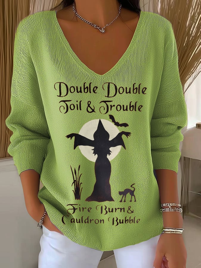 Women's Double Toil and Trouble Print Long Sleeve Shirt