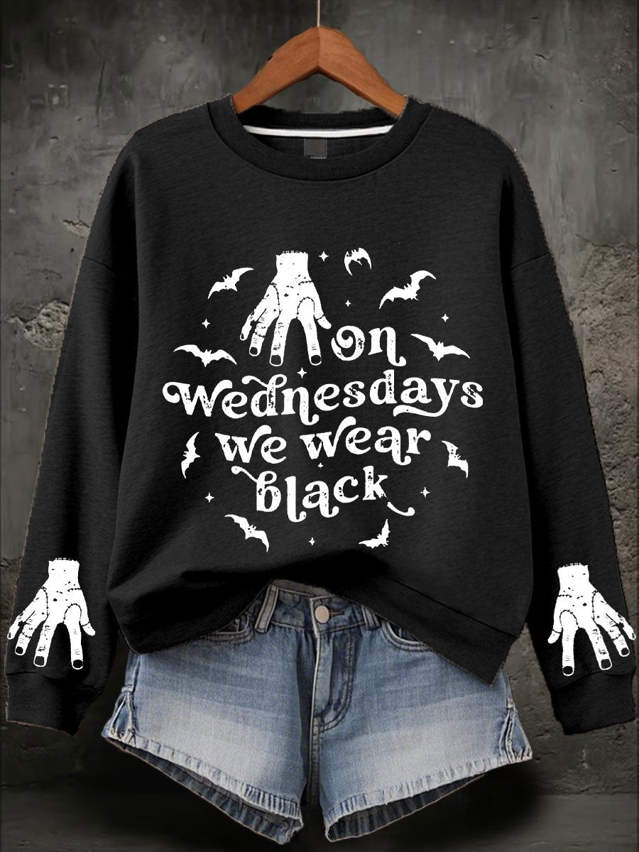 Women's On Wednesdays We Wear Black Print Sweatshirt