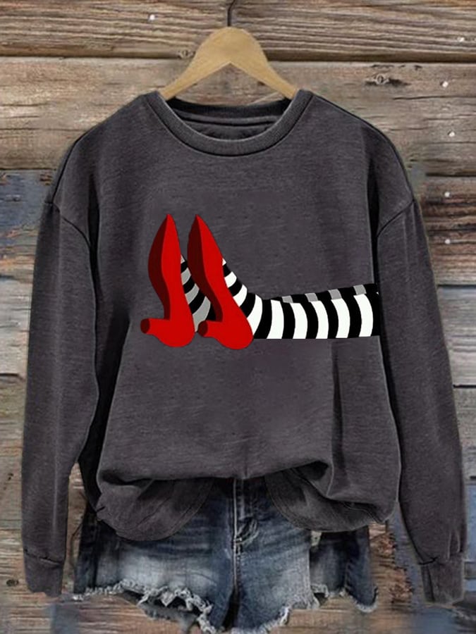 Women's Halloween Red Shoes Print Sweatshirt