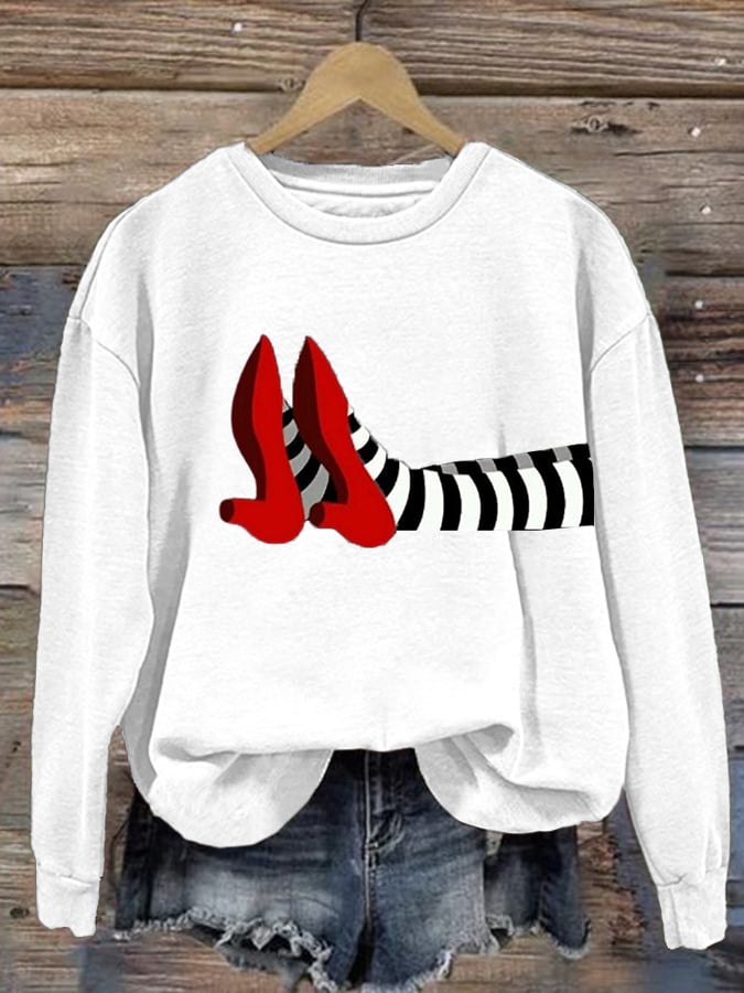 Women's Halloween Red Shoes Print Sweatshirt