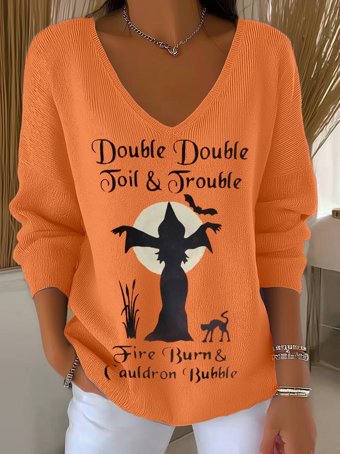 Women's Double Toil and Trouble Print Long Sleeve Shirt