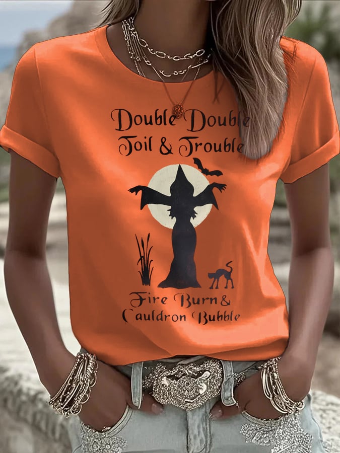Women's Double Double Toil & Trouble Witch Print T-Shirt