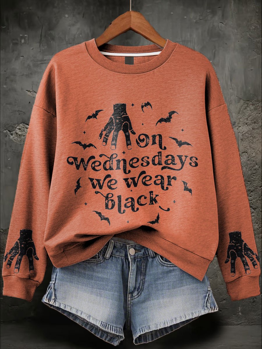 Women's On Wednesdays We Wear Black Print Sweatshirt