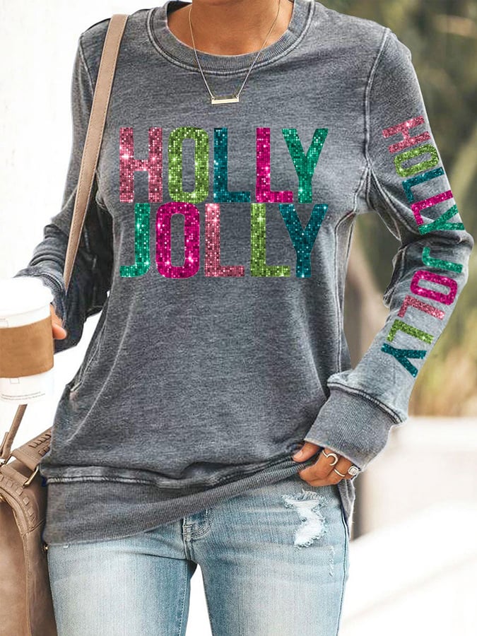 Women's Holly Jolly Christmas Printed Casual Sweatshirt