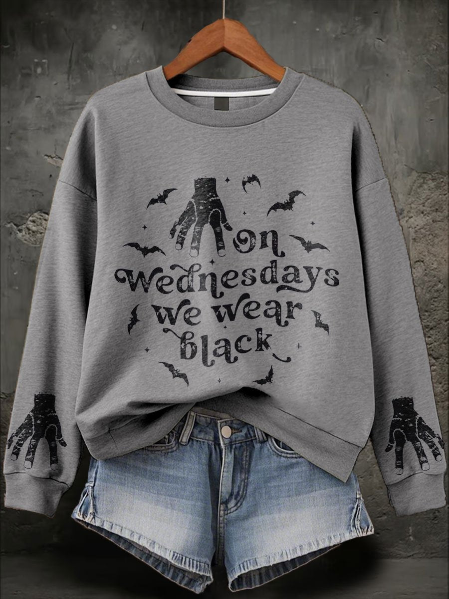 Women's On Wednesdays We Wear Black Print Sweatshirt