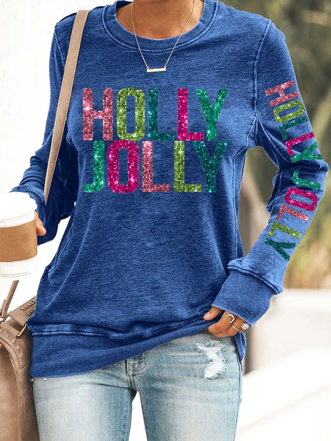 Women's Holly Jolly Christmas Printed Casual Sweatshirt