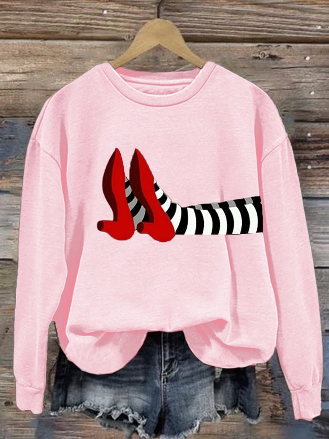 Women's Halloween Red Shoes Print Sweatshirt
