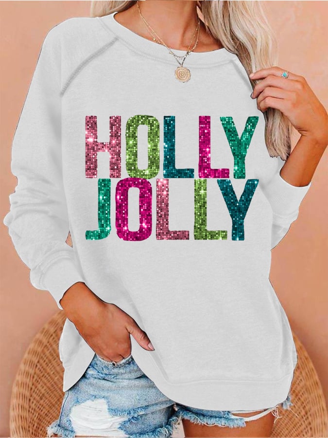 Women's Holly Jolly Christmas Print Casual Sweatshirt