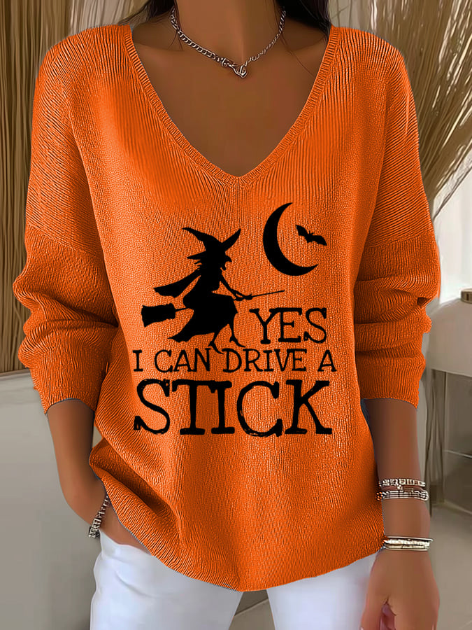Women's I Can Drive a Stick Print Long Sleeve Shirt