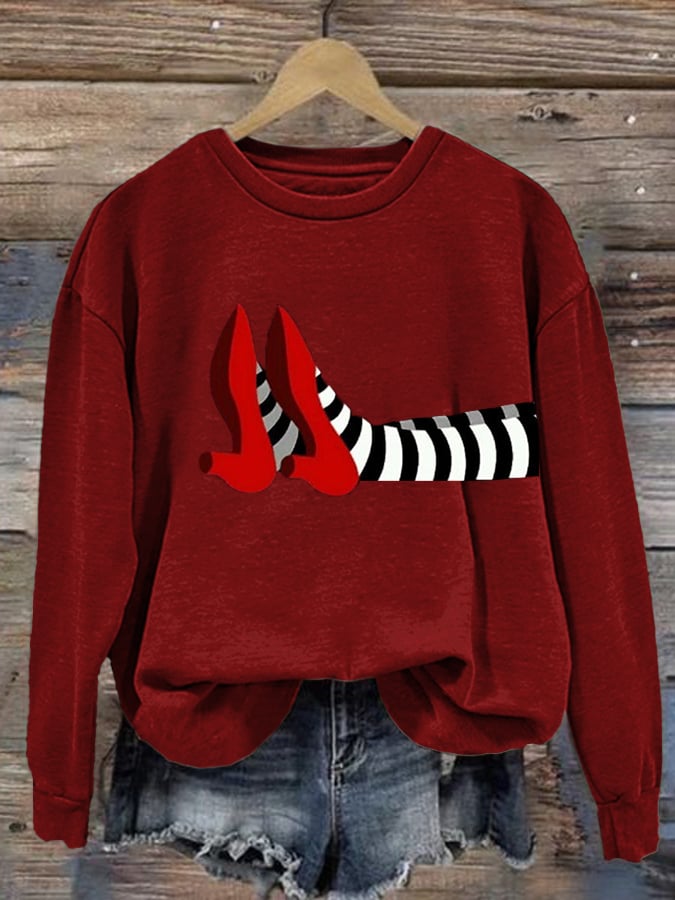 Women's Halloween Red Shoes Print Sweatshirt