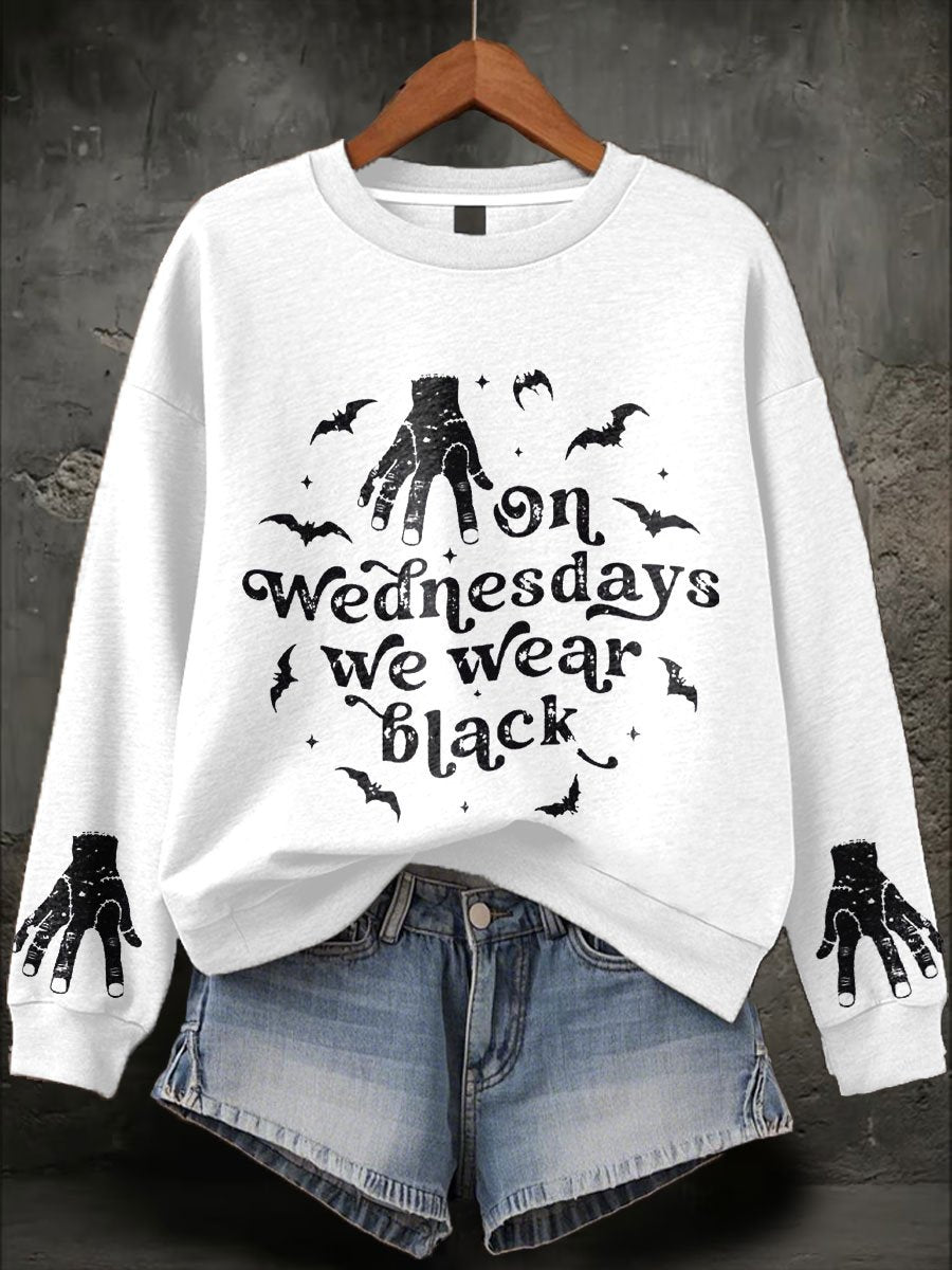 Women's On Wednesdays We Wear Black Print Sweatshirt