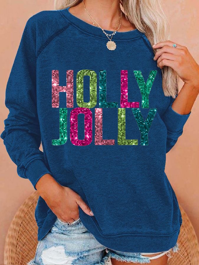 Women's Holly Jolly Christmas Print Casual Sweatshirt