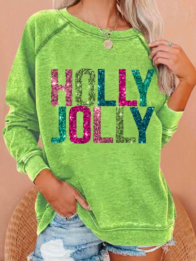 Women's Holly Jolly Christmas Print Casual Sweatshirt