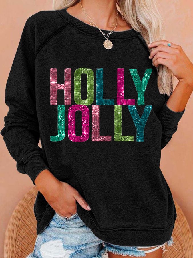 Women's Holly Jolly Christmas Print Casual Sweatshirt