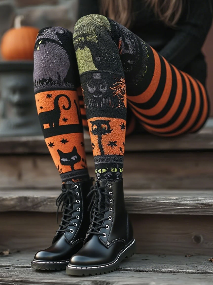 Women's Black Cat Print Pants