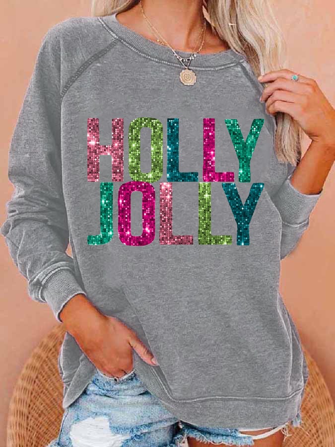 Women's Holly Jolly Christmas Print Casual Sweatshirt