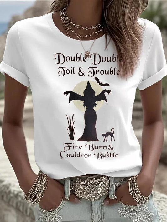 Women's Double Double Toil & Trouble Witch Print T-Shirt