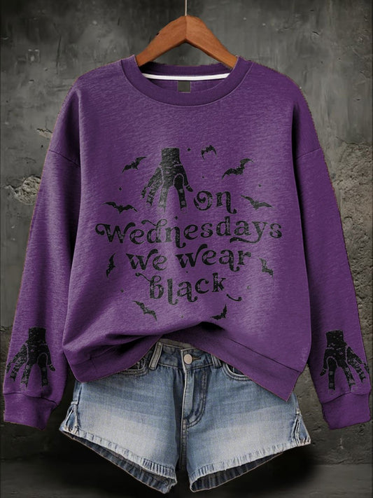 Women's  On Wednesdays We Wear Black Print Sweatshirt