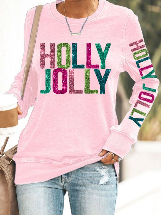 Women's Holly Jolly Christmas Printed Casual Sweatshirt