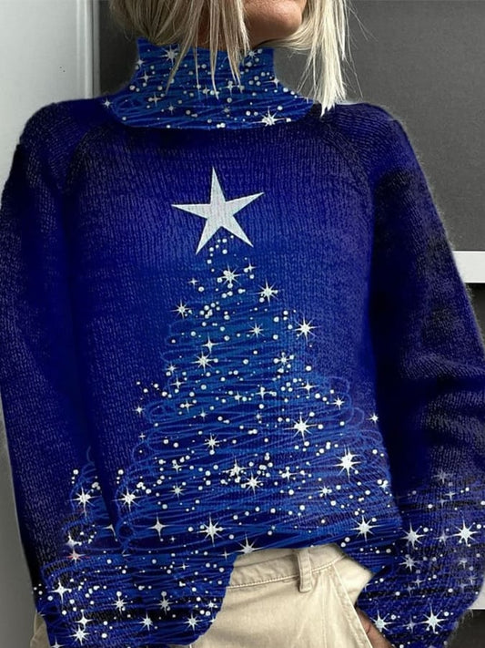 Women's Christmas Glitter Christmas Tree Casual Knitted Sweater