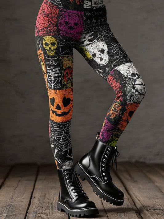 Women's Pumpkin Face Print Pants