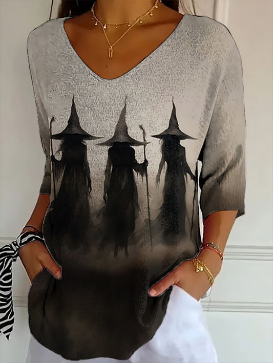 Women's Halloween Witch Printed T-Shirt