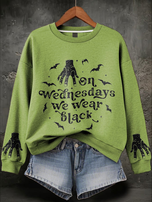 Women's  On Wednesdays We Wear Black Print Sweatshirt