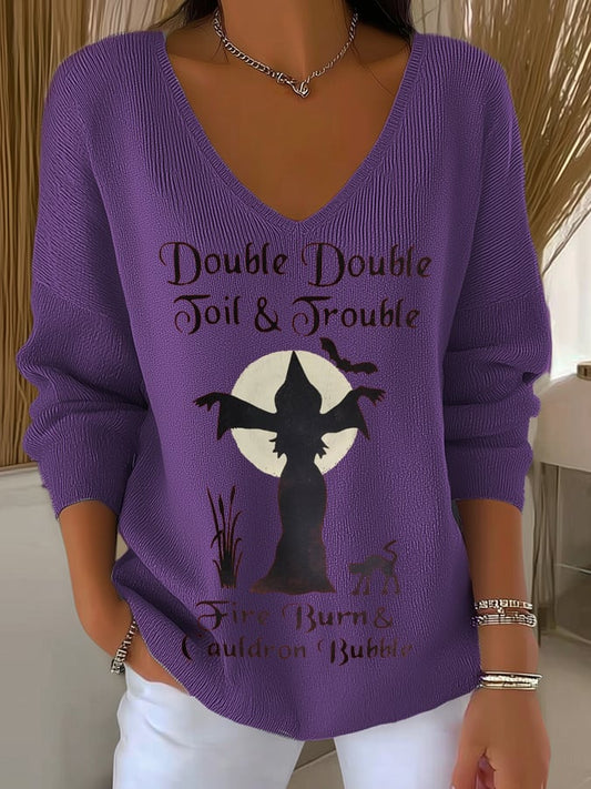 Women's Double Toil and Trouble Print Long Sleeve Shirt