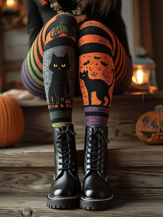 Women's Black Cat Print Pants