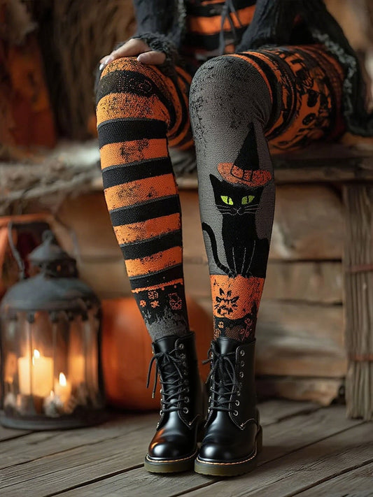 Women's Black Cat Print Pants