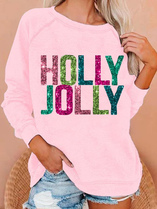 Women's Holly Jolly Christmas Print Casual Sweatshirt