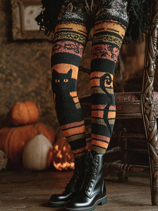 Women's Black Cat Print Pants
