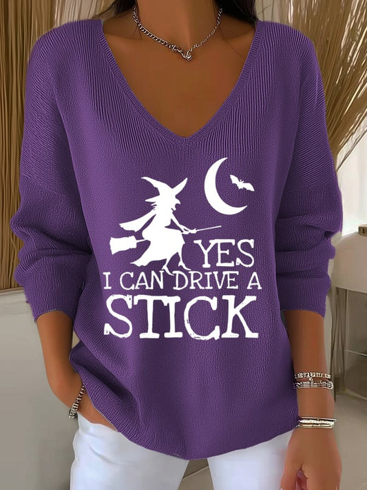 Women's I Can Drive a Stick Print Long Sleeve Shirt